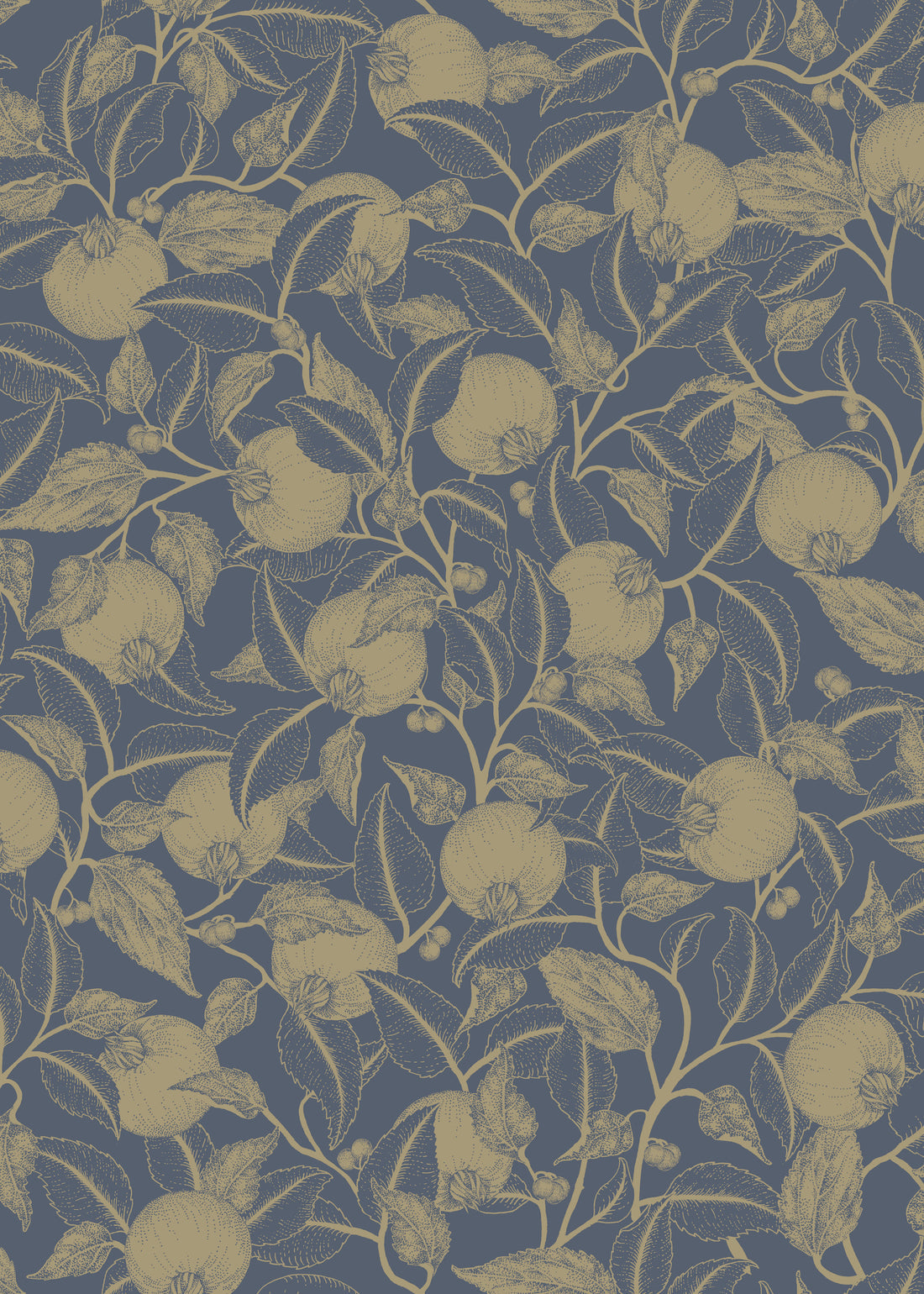 Pomegranate Floral Wallpaper - Gold & Blue - Summer Gray