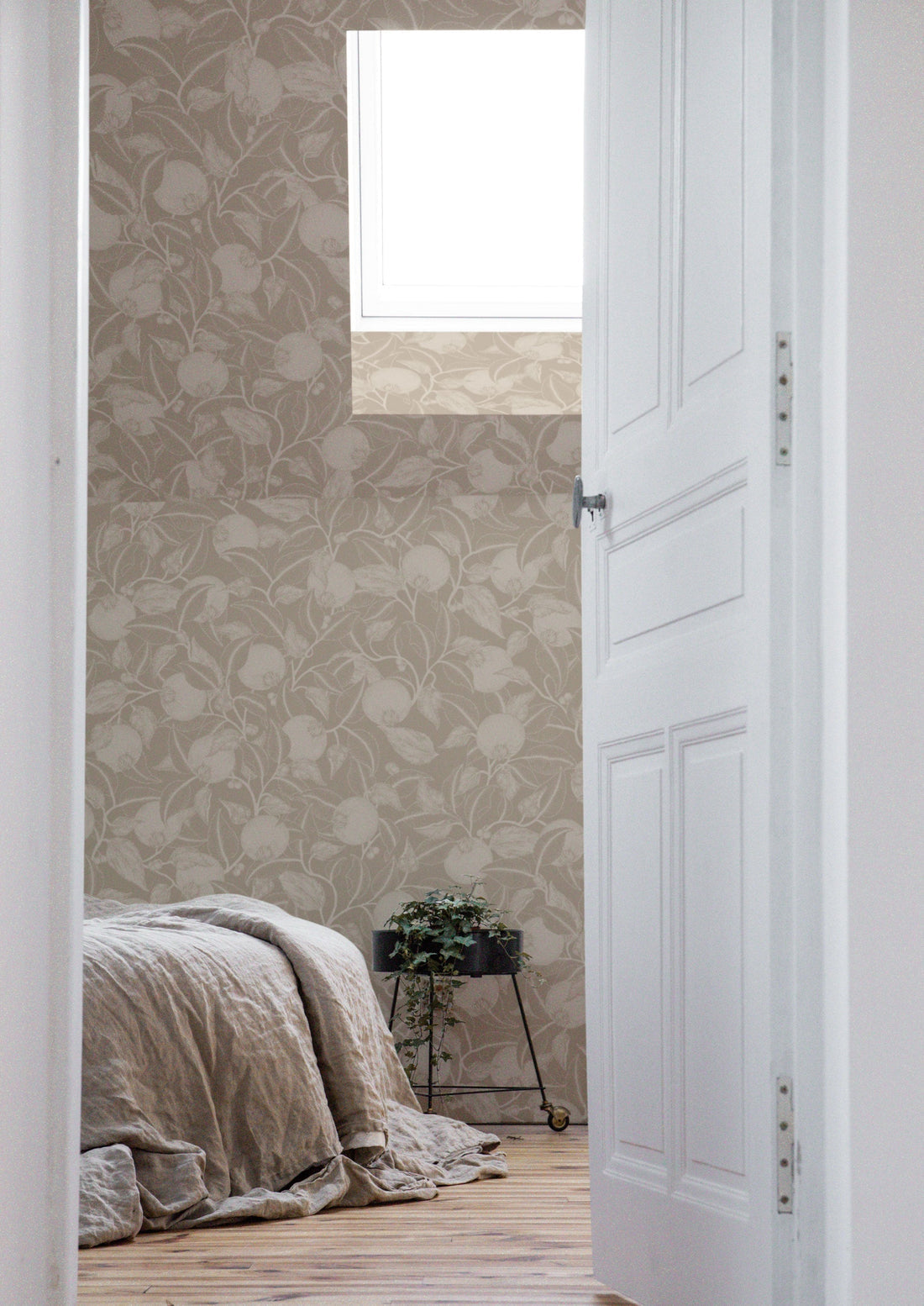 Pomegranate Floral Wallpaper - Stone Beige - Summer Gray
