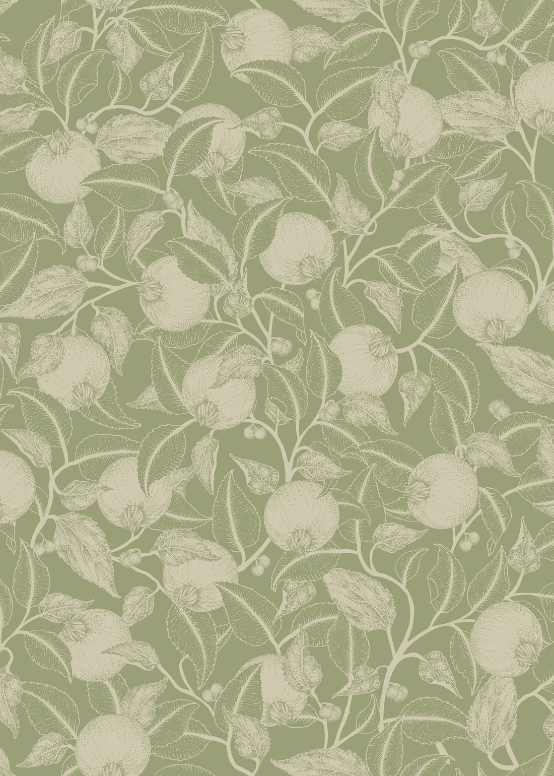 Pomegranate Wallpaper - Apple Green - Summer Gray