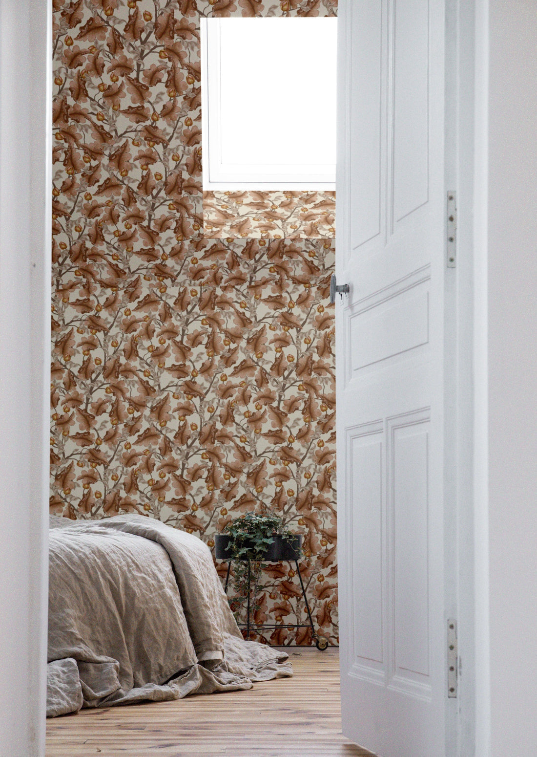 Ranunculus Floral Wallpaper - Brown & Cream - Summer Gray