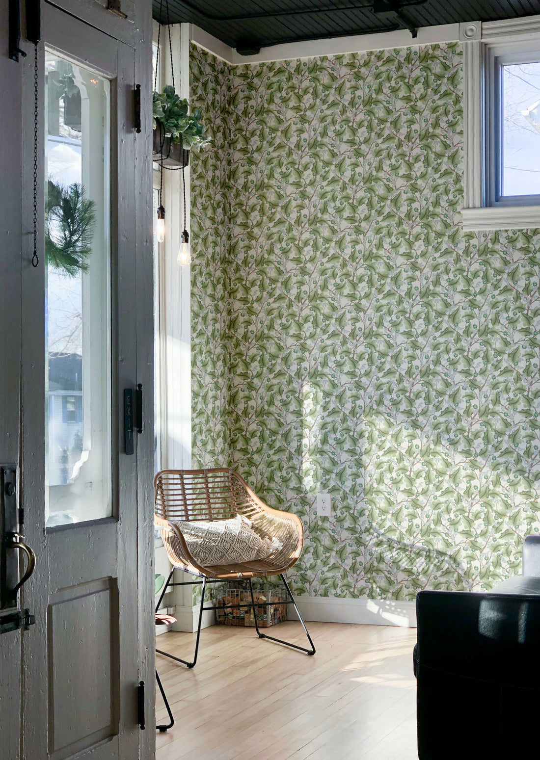 Ranunculus Floral Wallpaper - Cream & Green - Summer Gray