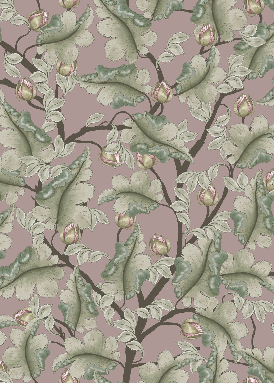 Ranunculus Floral Wallpaper - Dark Lilac - Summer Gray