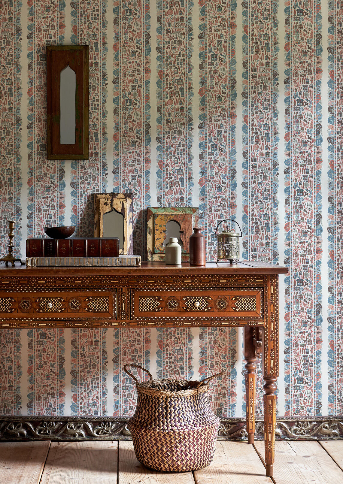 Ravi Ribbon Wallpaper - Blue Almond - Lewis & Wood