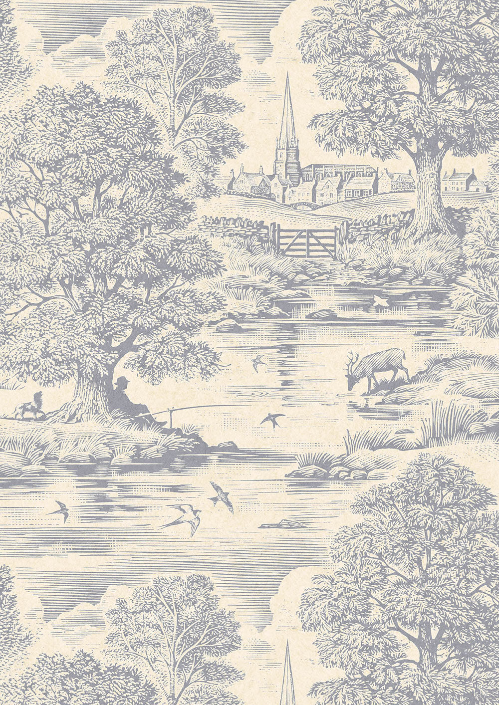 Royal Oak Wallpaper - Aerial - Lewis & Wood