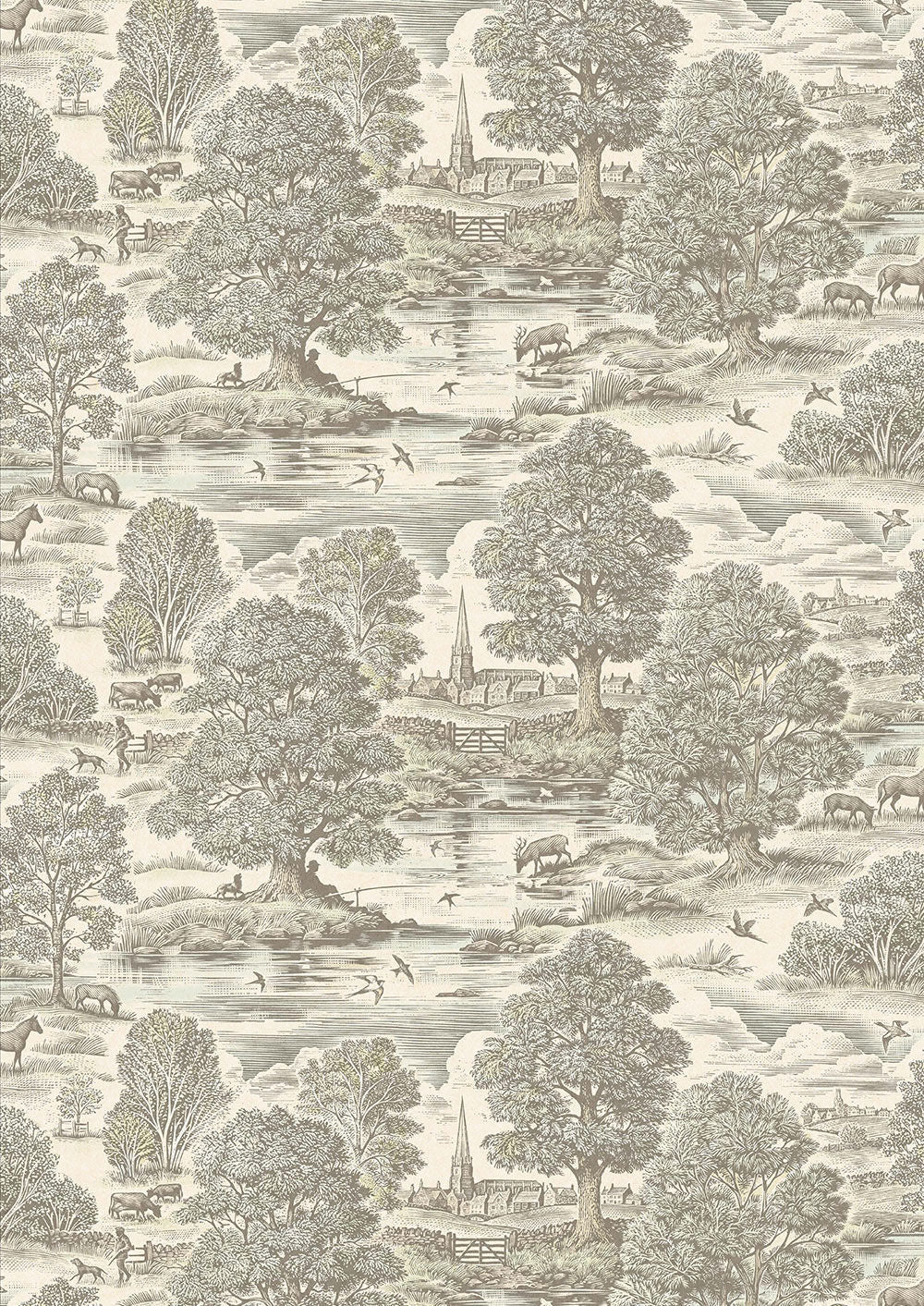 Royal Oak Wallpaper - Aquatint - Lewis & Wood