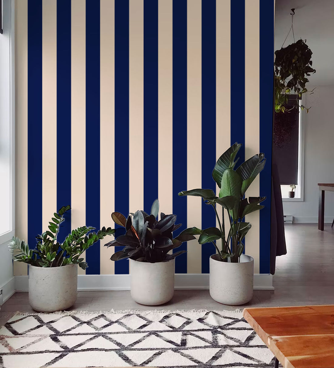 Ryde Stripes Wallpaper - Blue & Beige - Summer Gray