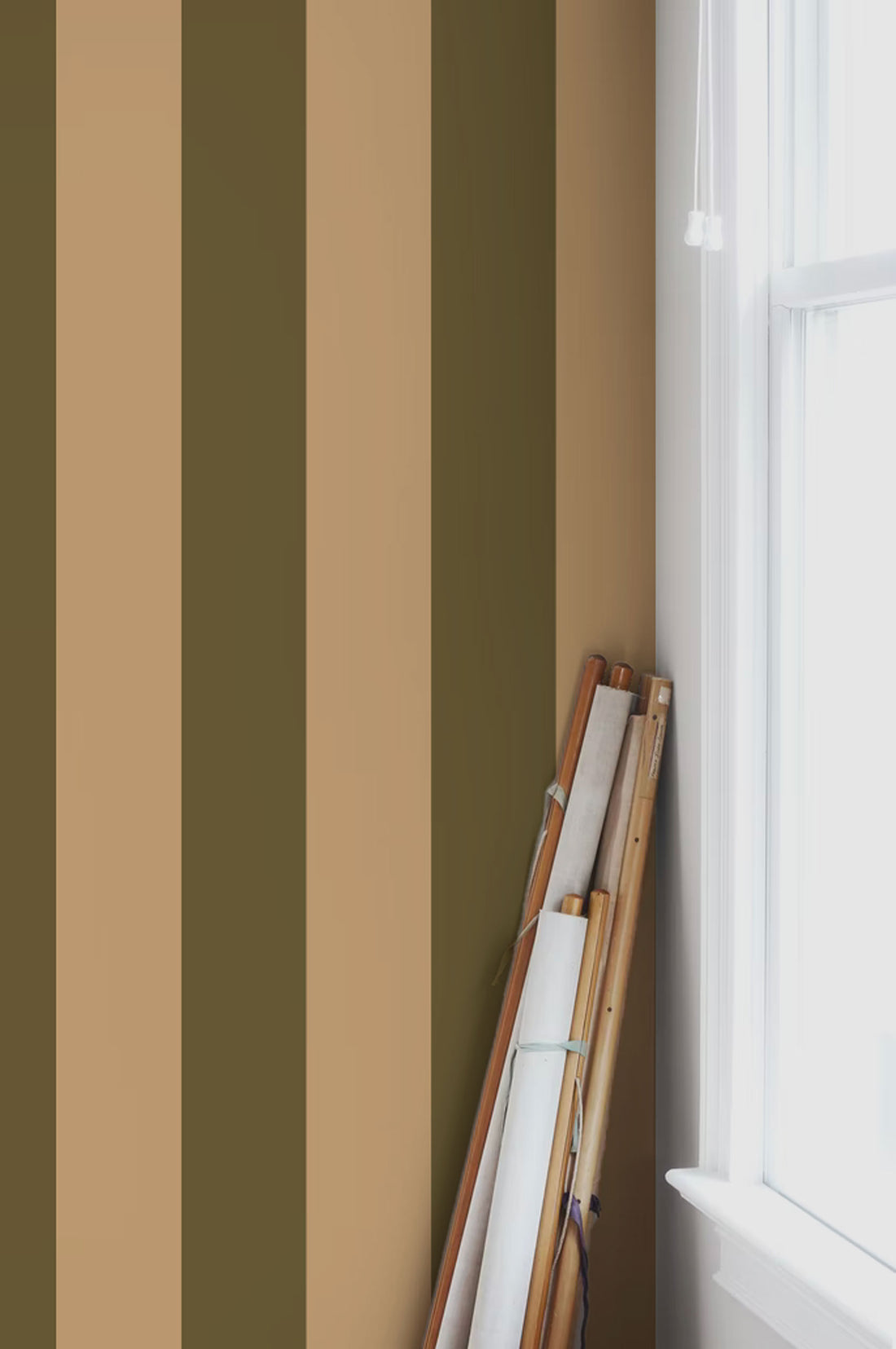 Ryde Stripes Wallpaper - Green & Beige - Summer Gray