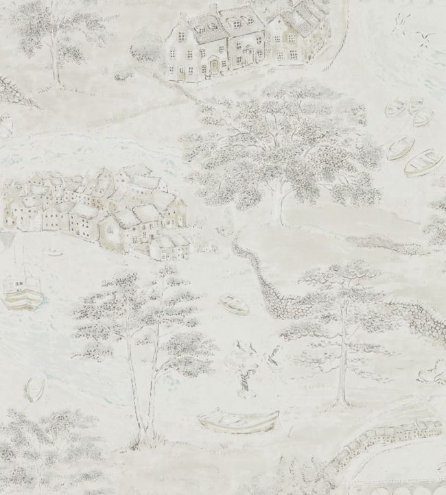 Sea Houses Wallpaper - Chalk/Silver - DEBB216491 - Sanderson