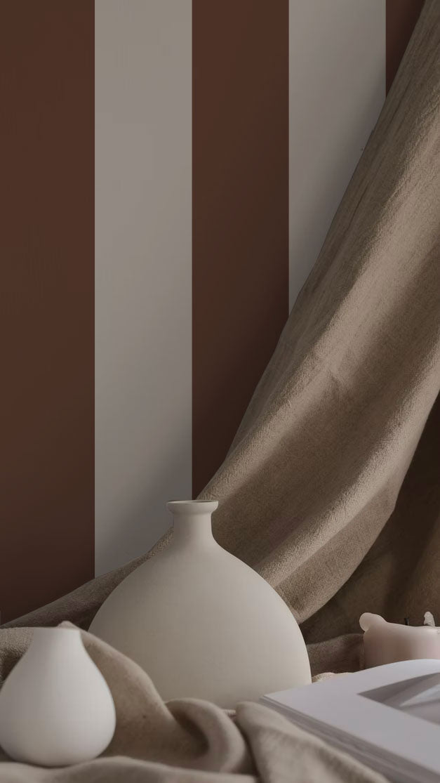 Shanklin Stripes Wallpaper - Brown - Summer Gray