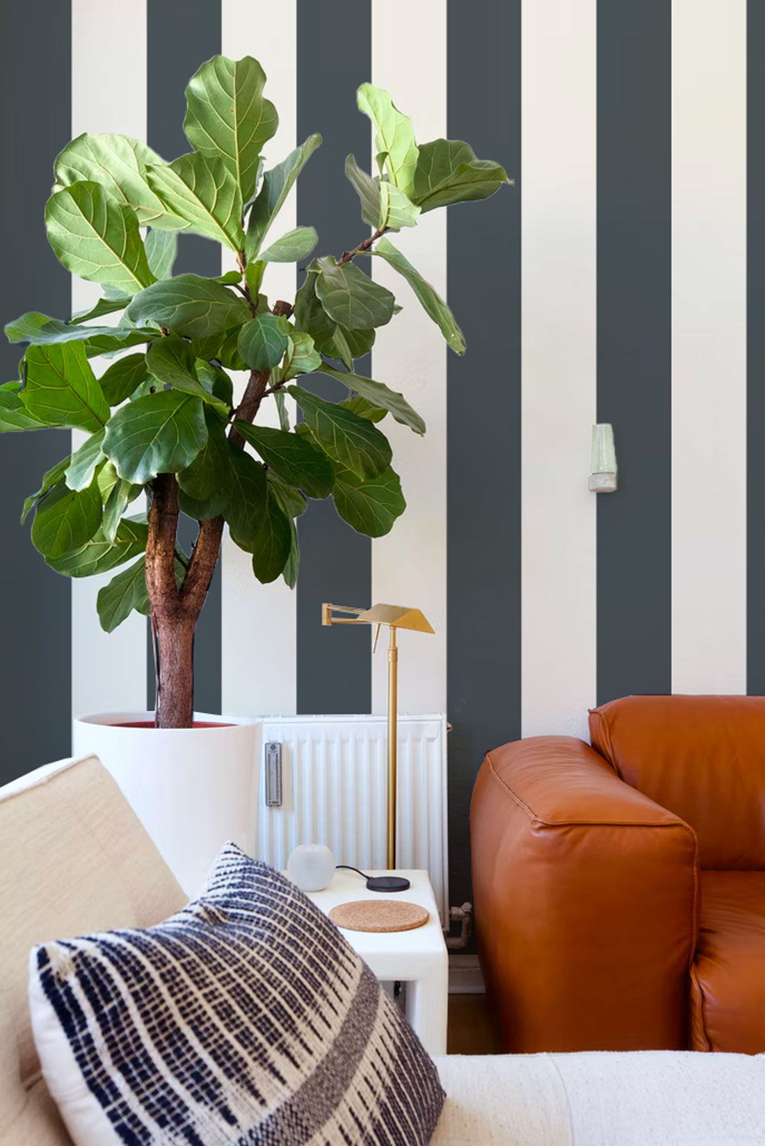 Shanklin Stripes Wallpaper - Charcoal - Summer Gray