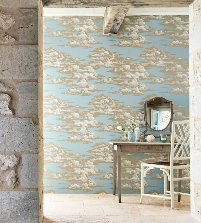 Silvi Clouds Wallpaper - English Blue - DYSI216601 - Sanderson