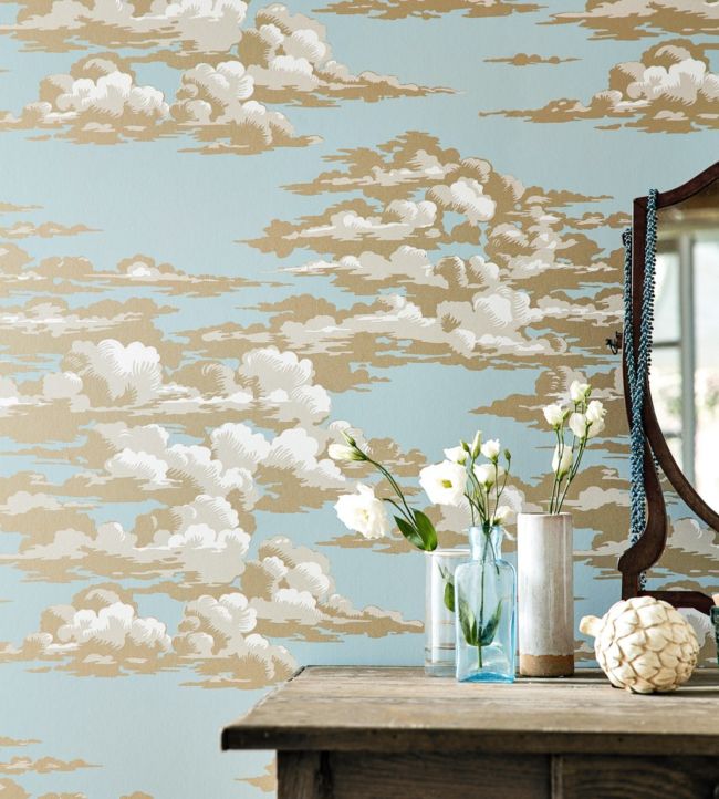 Silvi Clouds Wallpaper - English Blue - DYSI216601 - Sanderson