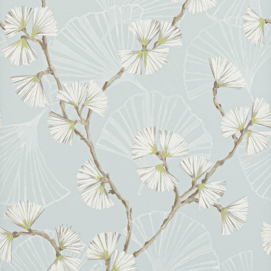 Snow Flower Wallpaper - Aqua/Lime - J183W-03 - Jane Churchill