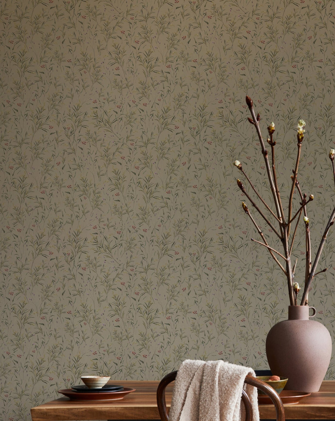 Spring Meadow Wallpaper - Green - Summer Gray