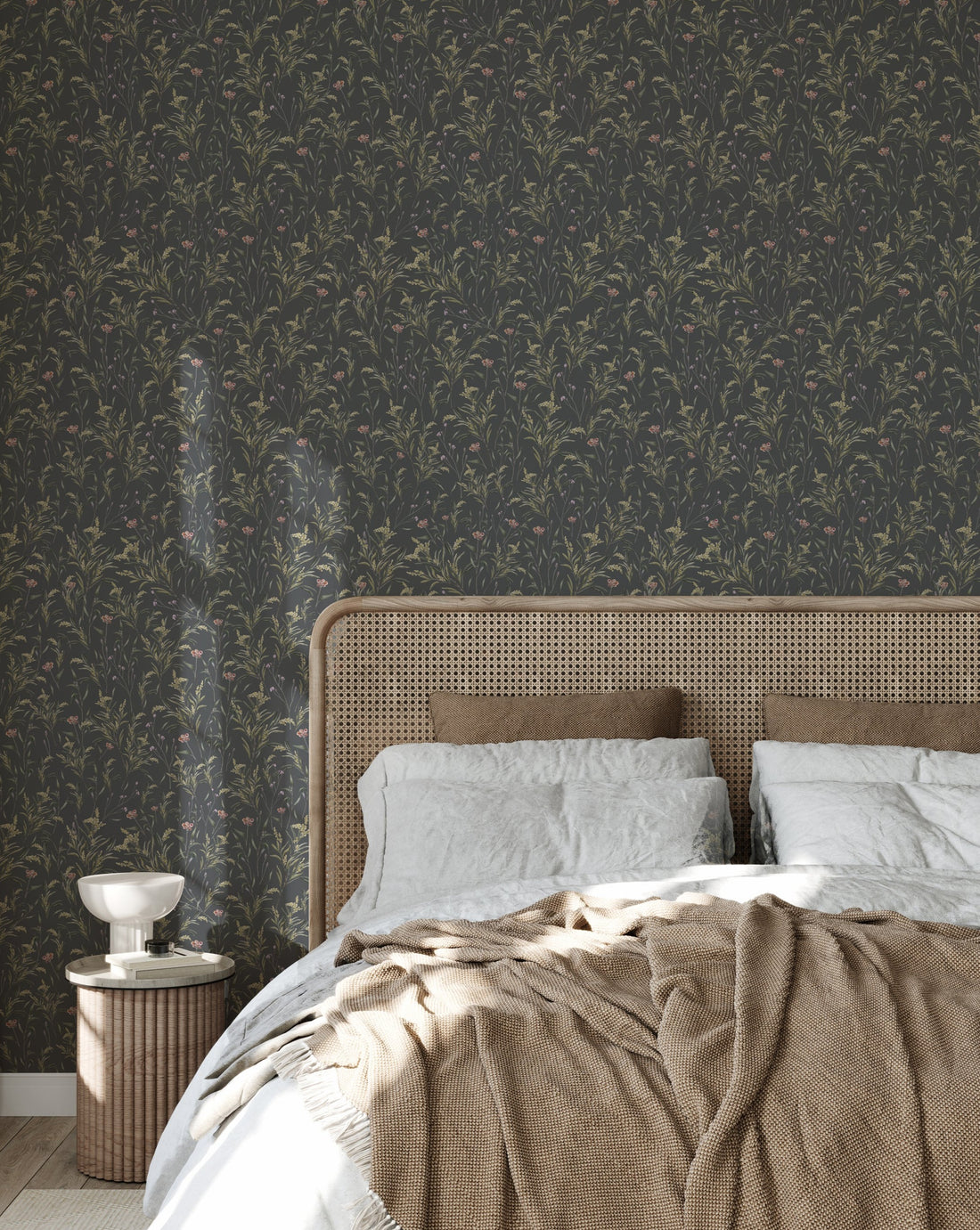 Spring Meadow Wallpaper - Midnight - Summer Gray