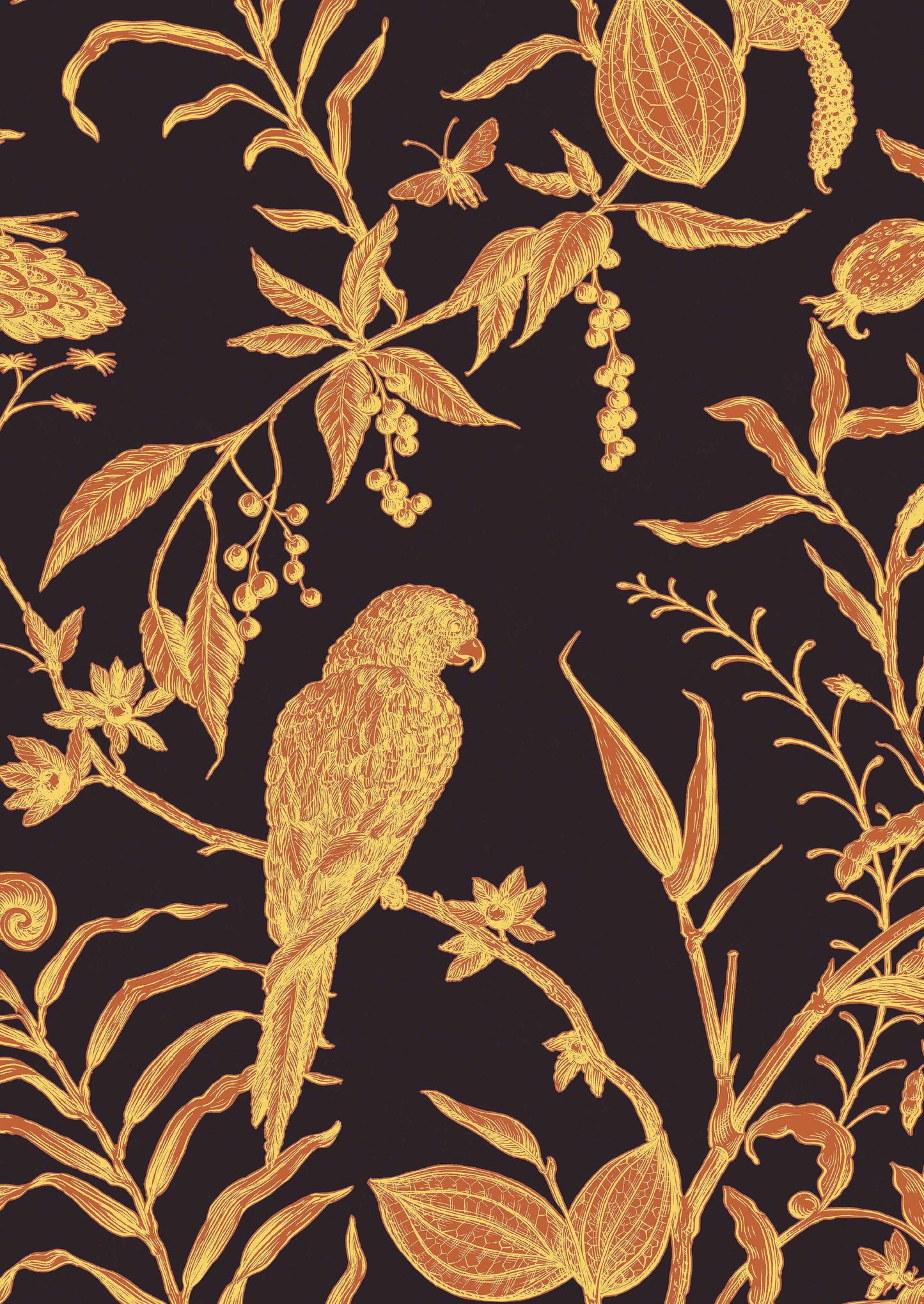Squawk Wallpaper - Ink - Lewis & Wood