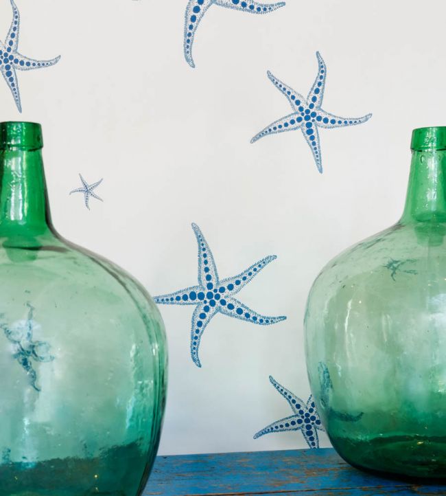 Starfish Wallpaper - Blue on Parchment - BG2200102 - Barneby Gates