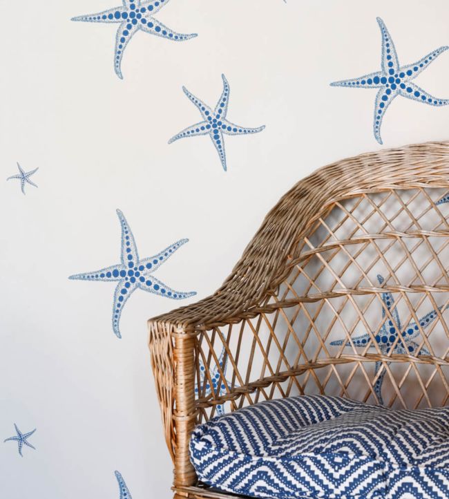 Starfish Wallpaper - Blue on Parchment - BG2200102 - Barneby Gates