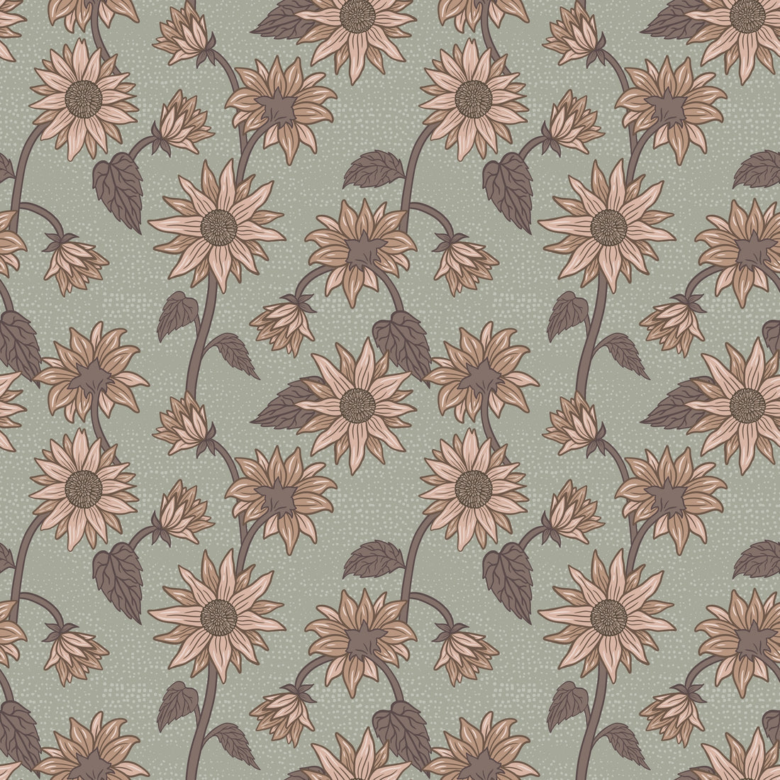 Sunflowers Wallpaper - Green - Summer Gray