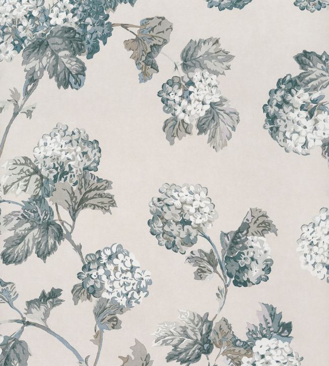 Sussex Hydrangea Wallpaper - Slate and Linen - AT57847 - Anna French