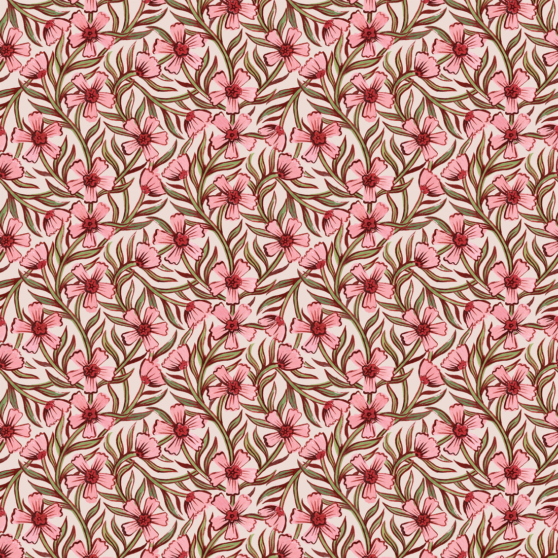 Sweet India Wallpaper - Pink - Summer Gray