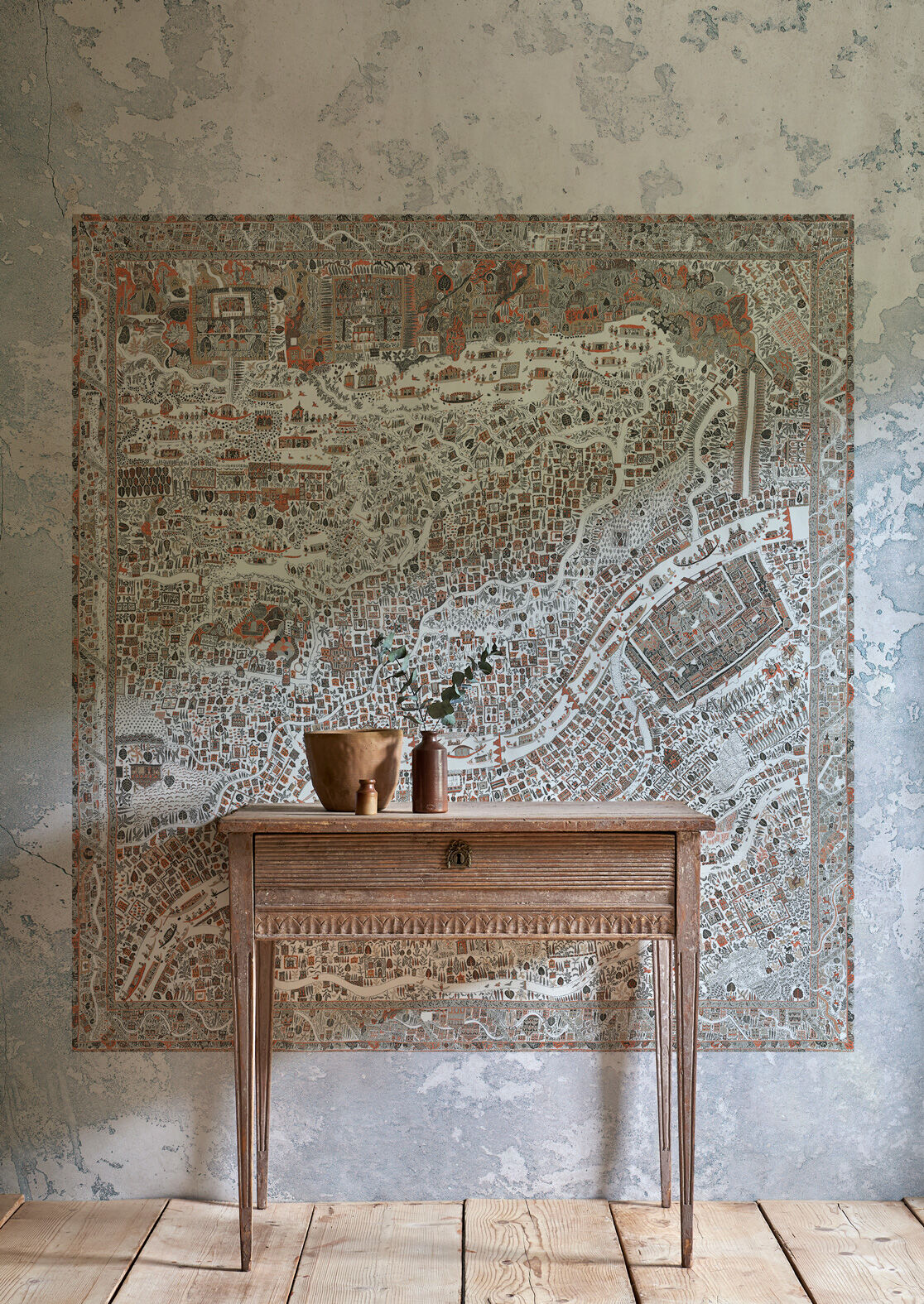 The Map Mini Wallpaper - Satsuma Soot - Lewis & Wood