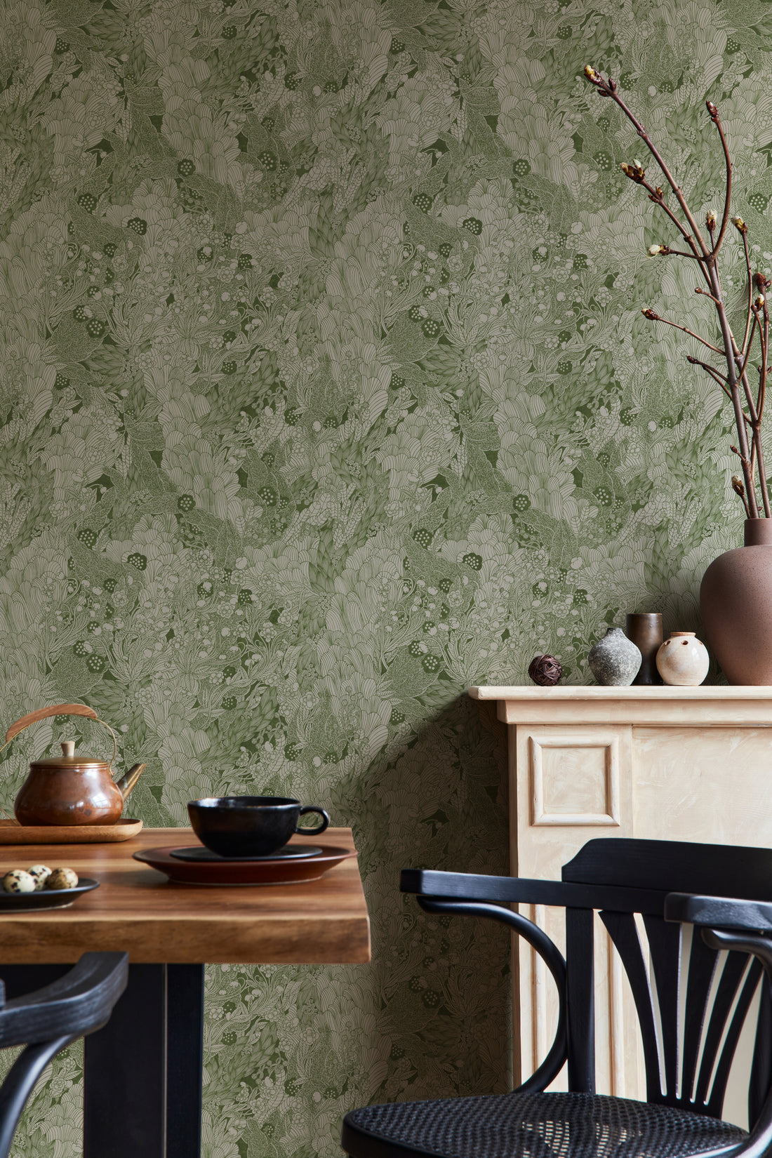 Thicket Wallpaper - Green - Summer Gray