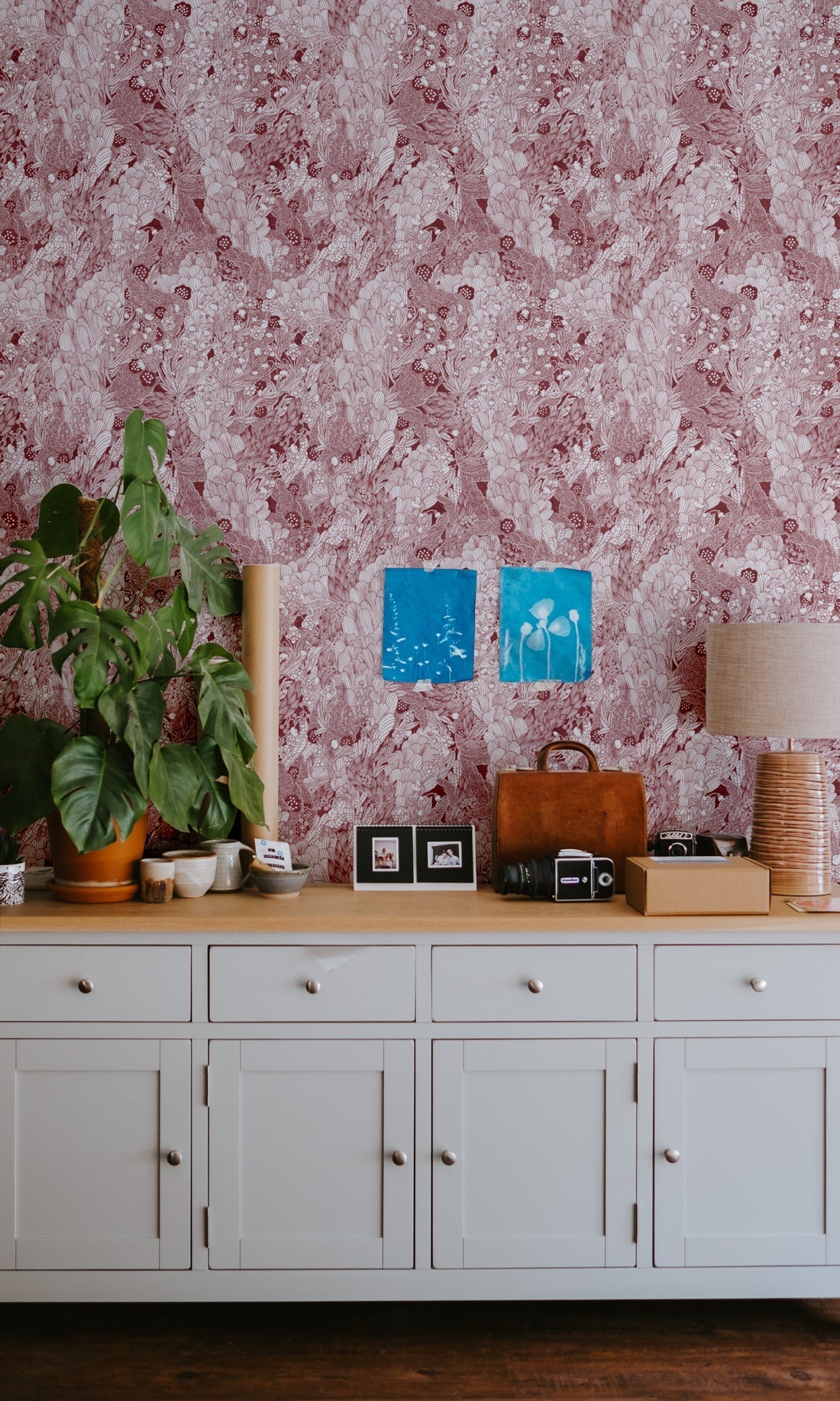 Thicket Wallpaper - Red - Summer Gray