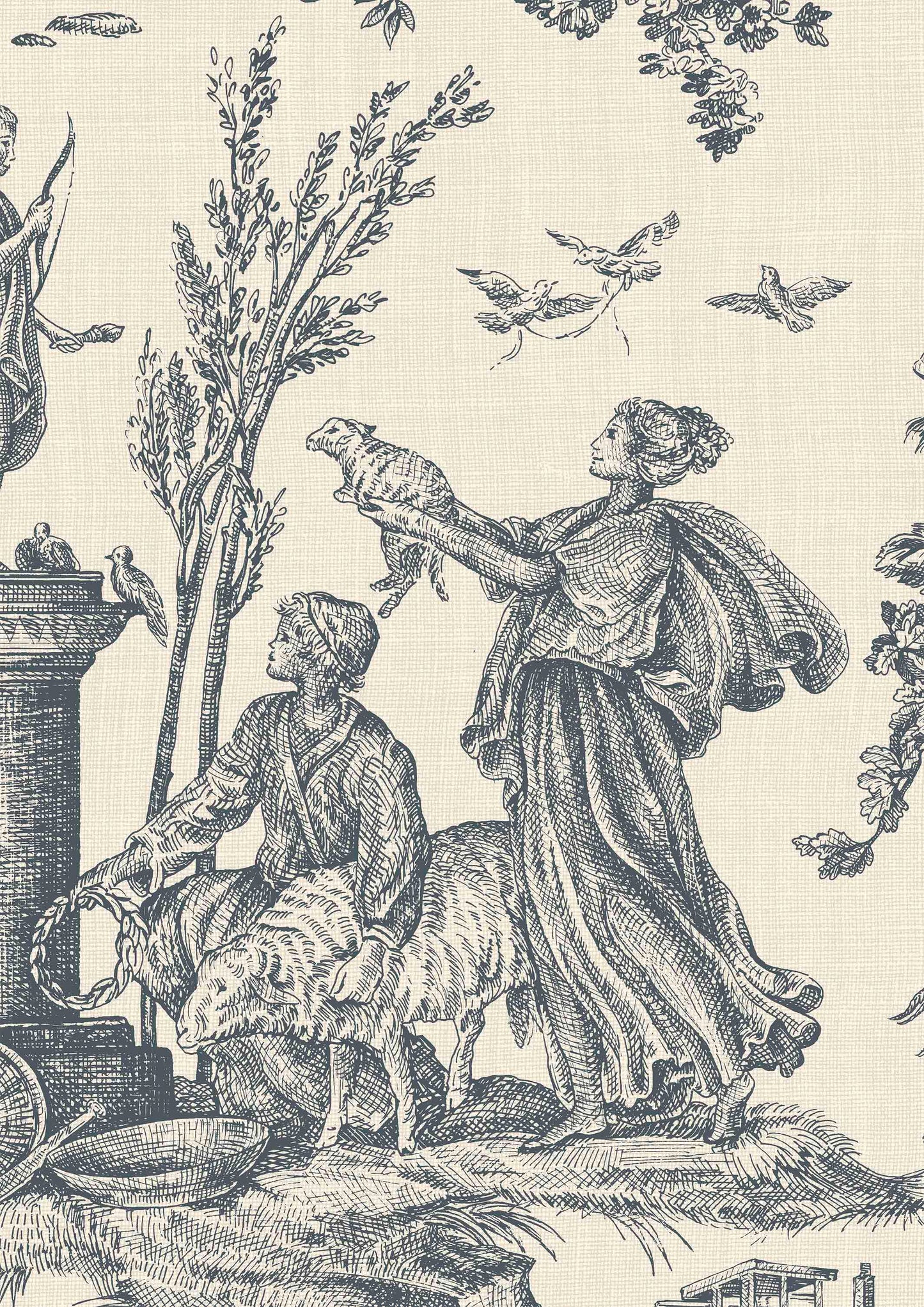 Toile Baptiste Wallpaper - Moule - Lewis & Wood