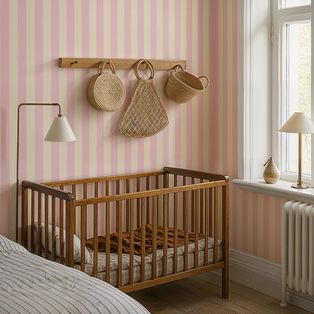Ventnor Stripes Wallpaper - Candy Pink - Summer Gray