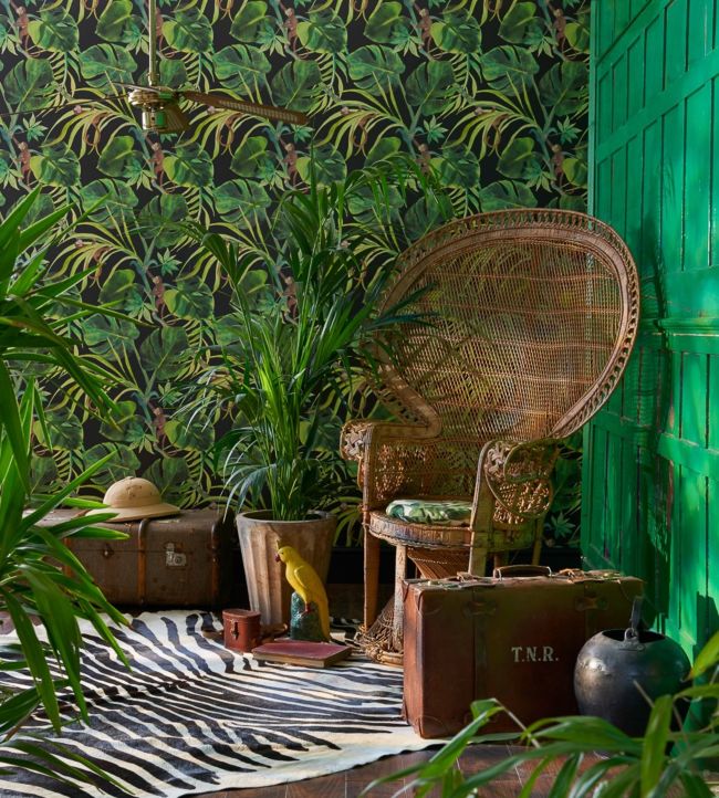 W0083/01 - Monkey Business Wallpaper - Ebony - Clarke & Clarke