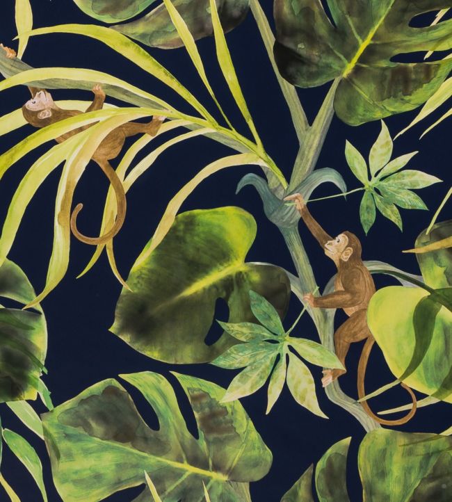 W0083/03 - Monkey Business Wallpaper - Indigo - Clarke & Clarke