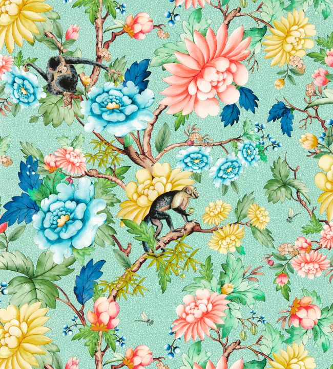 W0133/02 - Sapphire Garden Wallpaper - Mineral - Clarke & Clarke