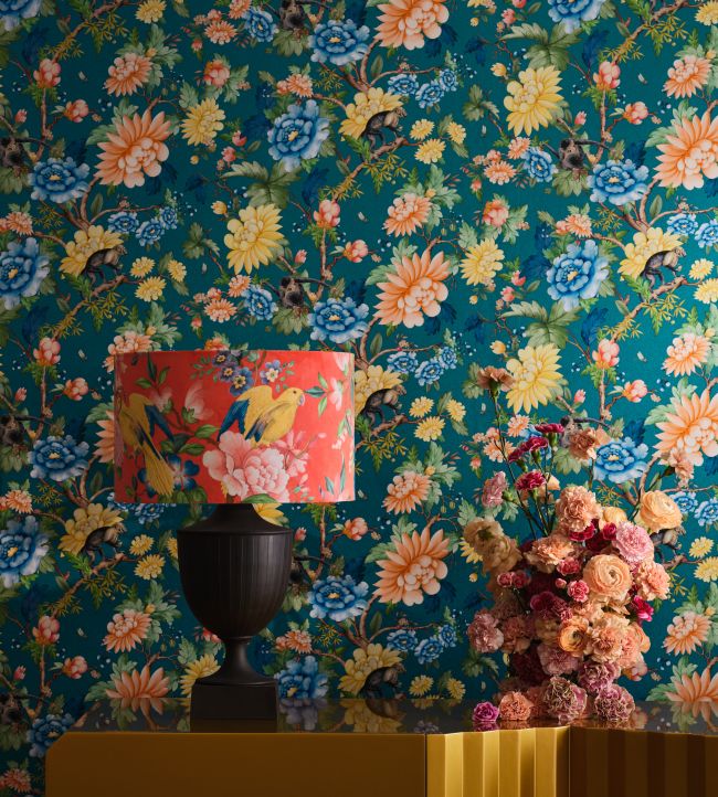 W0133/03 - Sapphire Garden Wallpaper - Sapphire - Clarke & Clarke