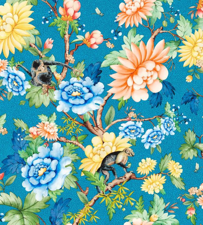 W0133/03 - Sapphire Garden Wallpaper - Sapphire - Clarke & Clarke