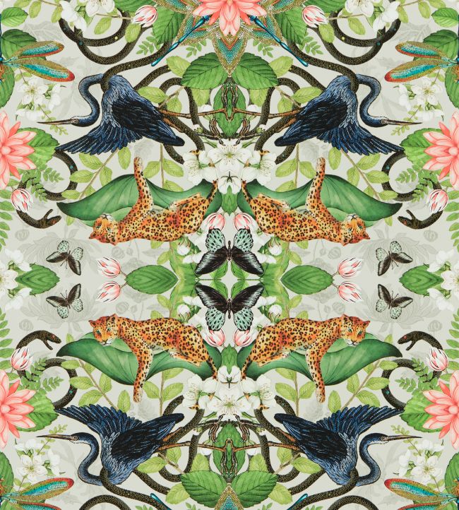 W0136/02 - Wonderlust Tea Story Wallpaper - Dove - Clarke & Clarke