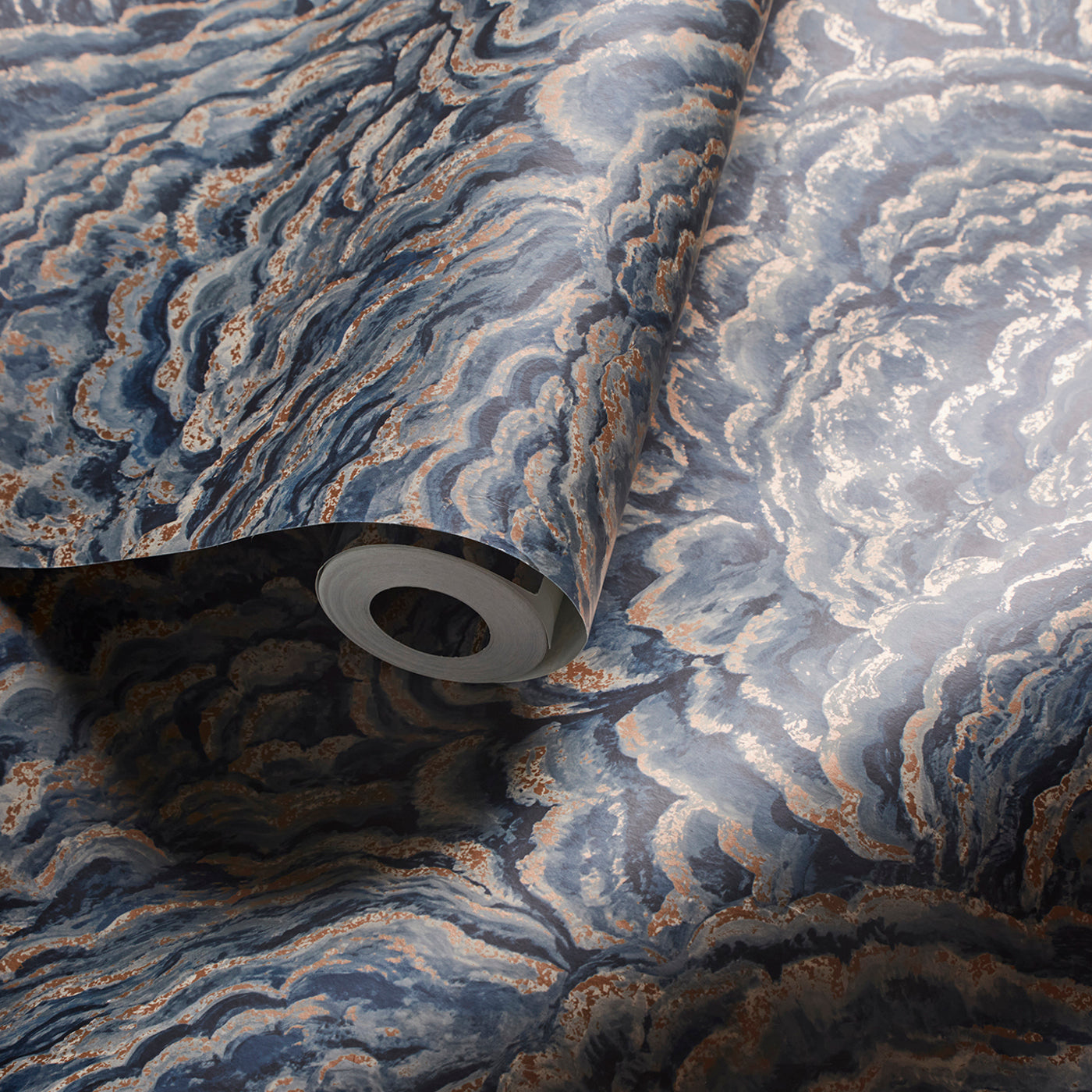 W0142/04 - Lumino Wallpaper - Midnight/Copper - Clarke & Clarke