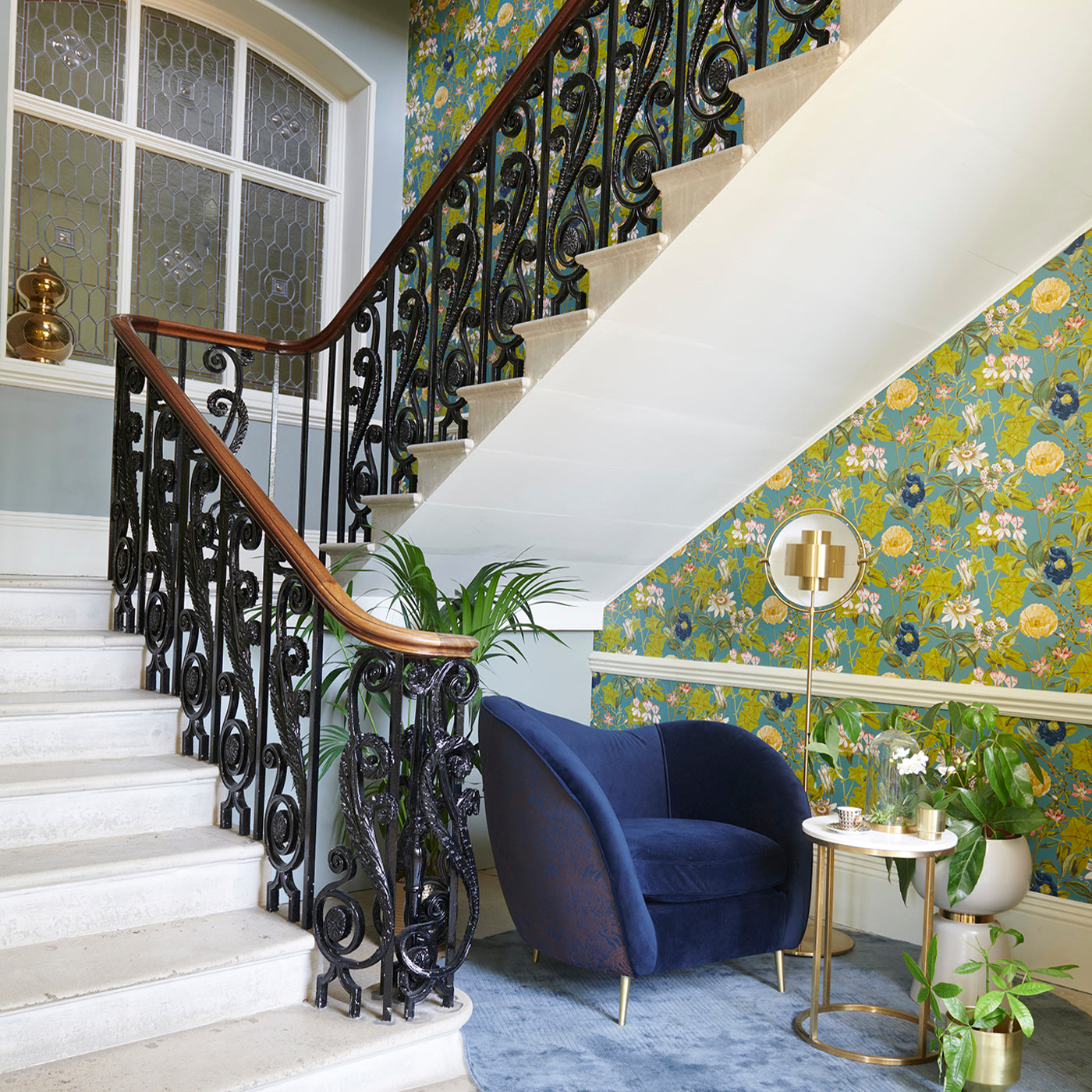 W0143/01 - Passiflora Wallpaper - Chambray - Clarke & Clarke