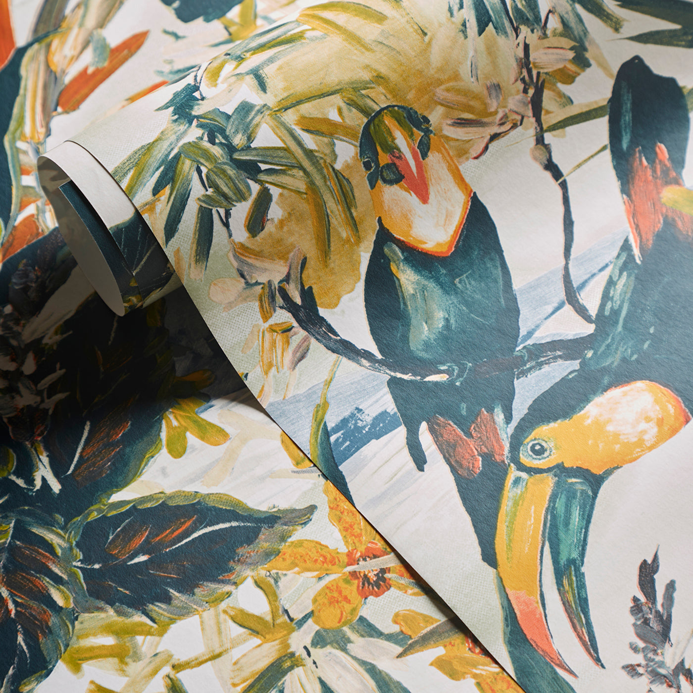 W0146/01 - Toucan Wallpaper - Antique - Clarke & Clarke