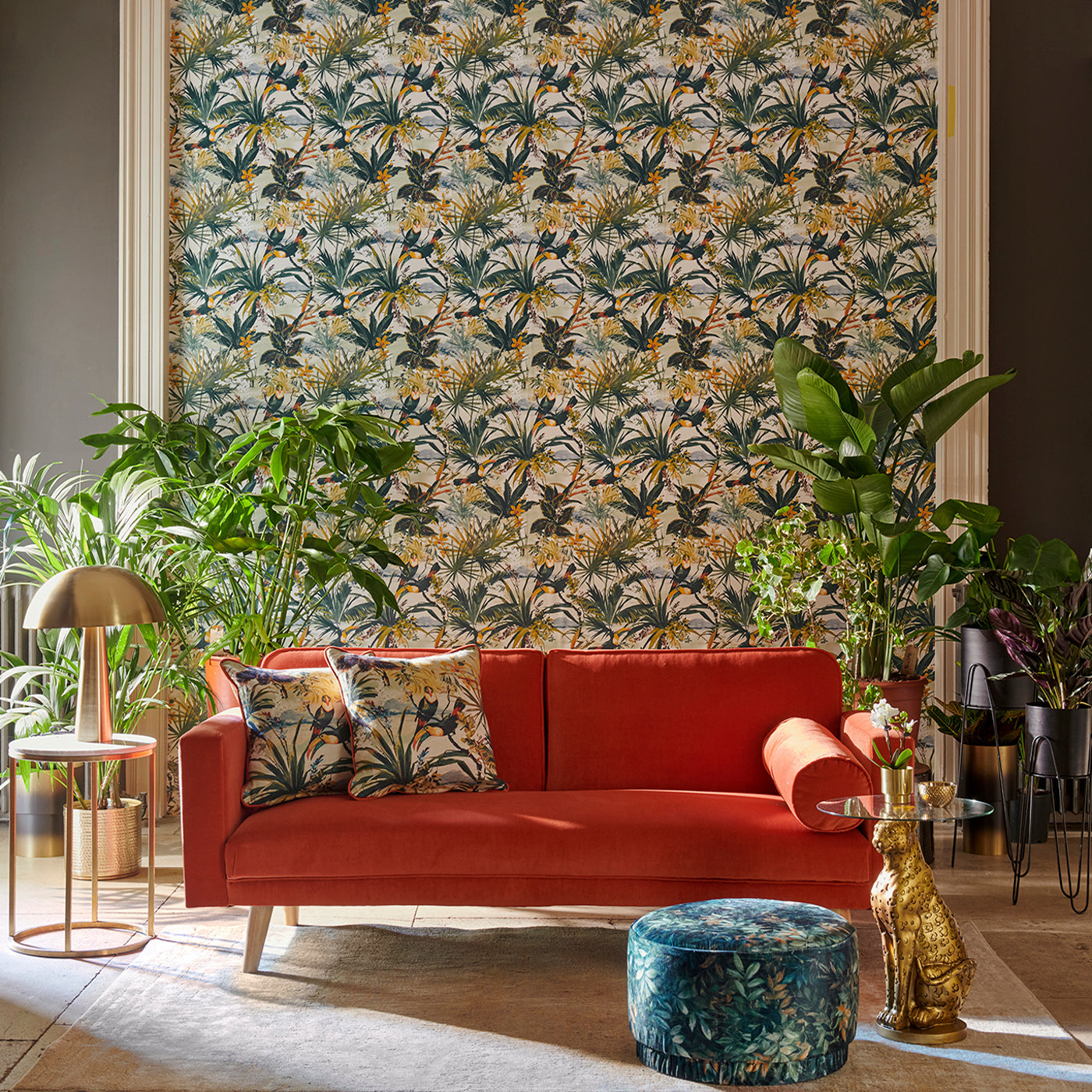 W0146/01 - Toucan Wallpaper - Antique - Clarke & Clarke