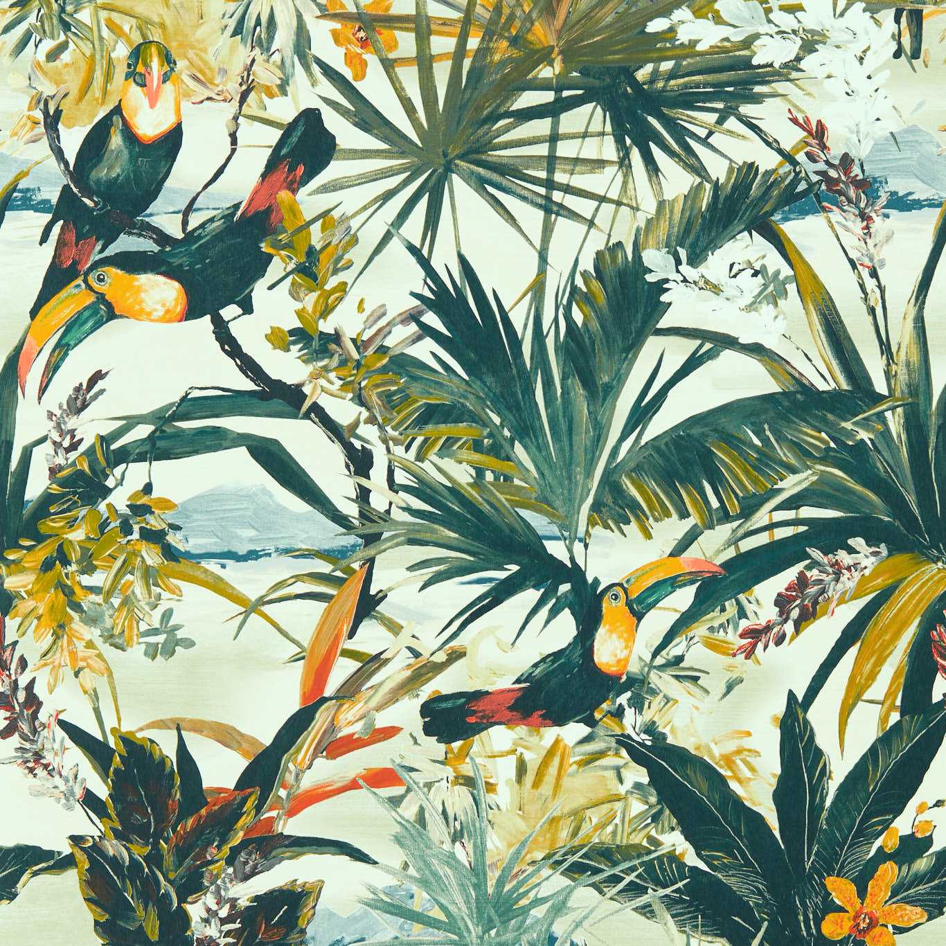 W0146/01 - Toucan Wallpaper - Antique - Clarke & Clarke