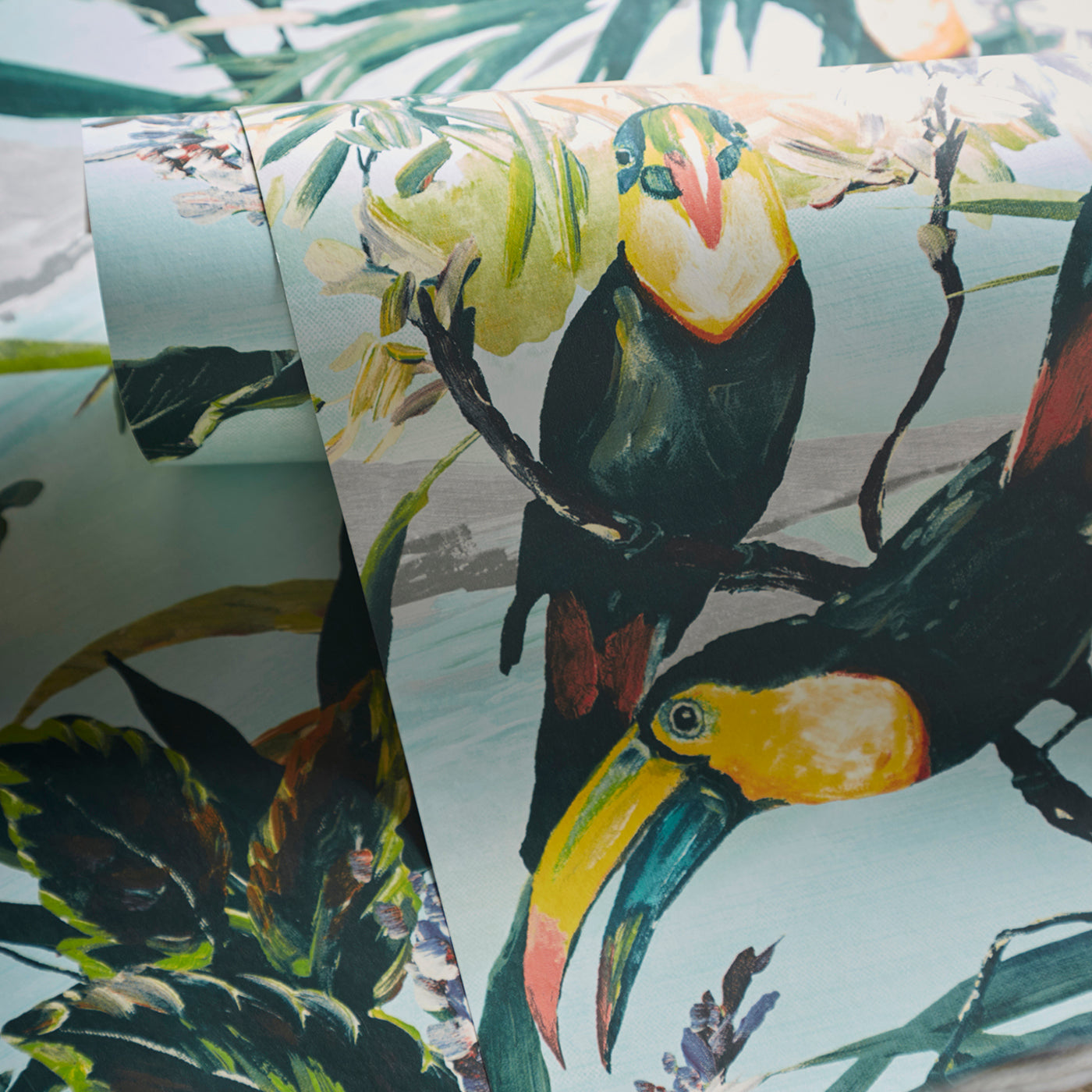 W0146/03 - Toucan Wallpaper - Sky - Clarke & Clarke