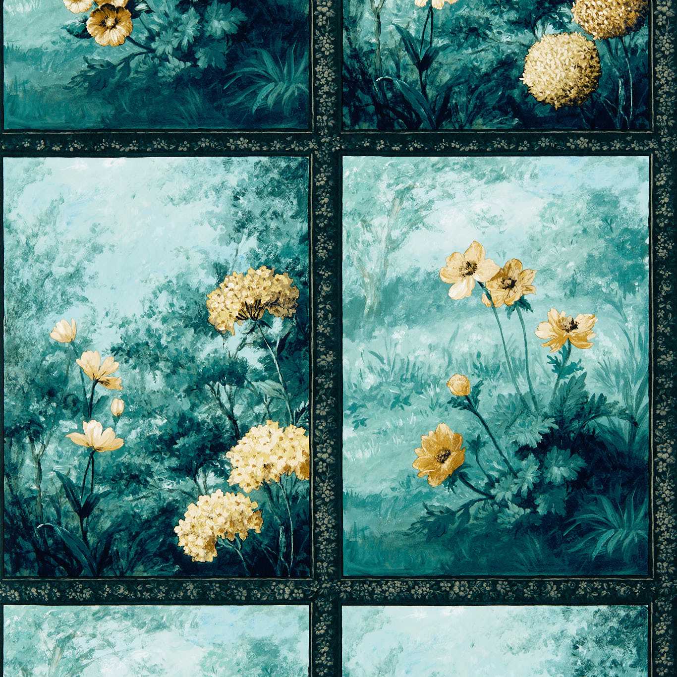 W0155/02 - Artus Wallpaper - Denim/Ochre - Clarke & Clarke