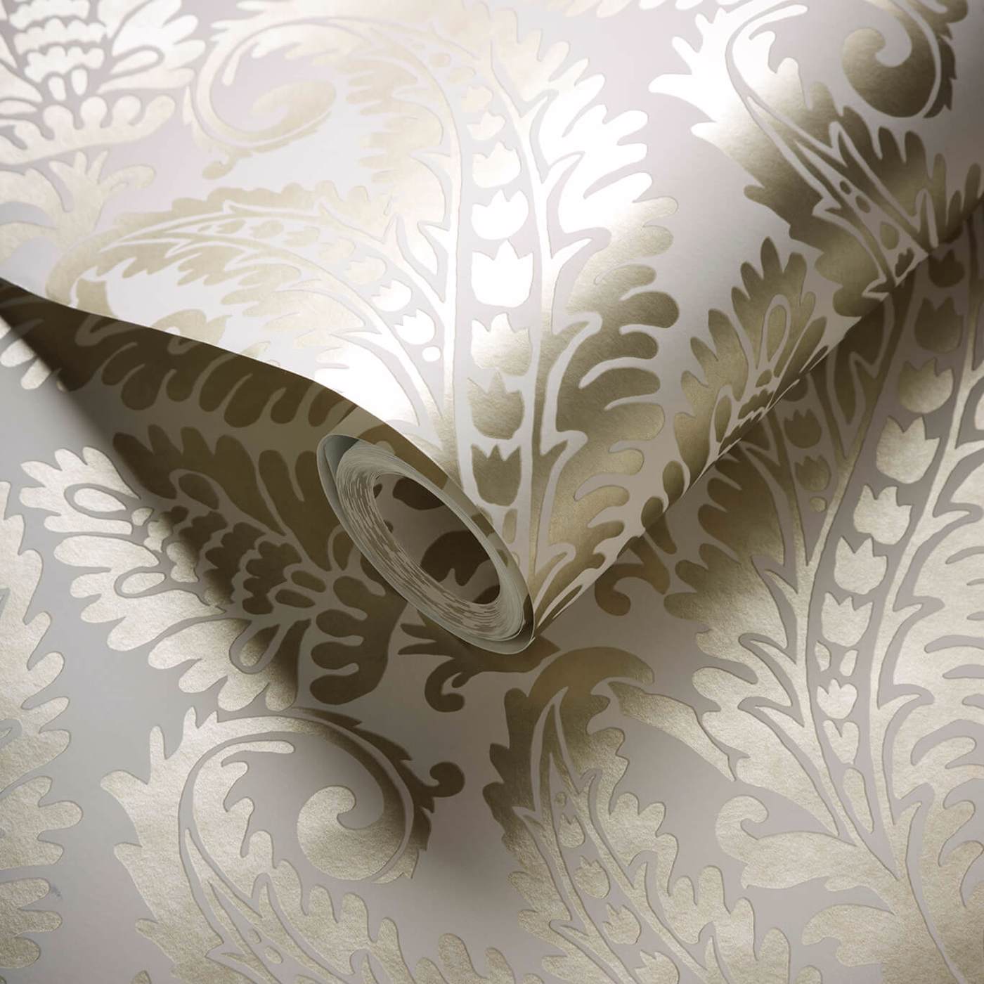 W0161/02 - Regale Wallpaper - Gilver/Ivory - Clarke & Clarke