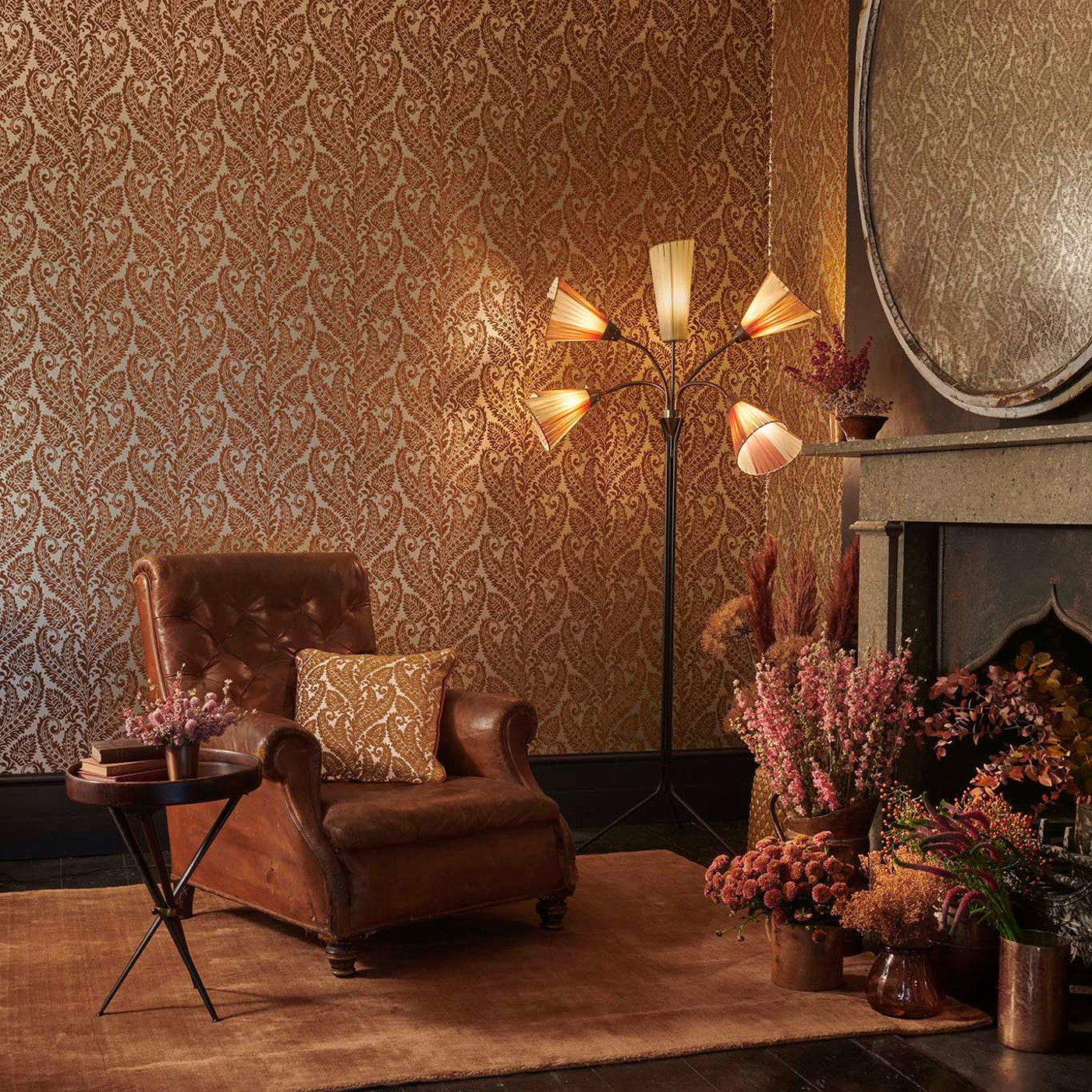 W0161/04 - Regale Wallpaper - Russet/Gilver - Clarke & Clarke