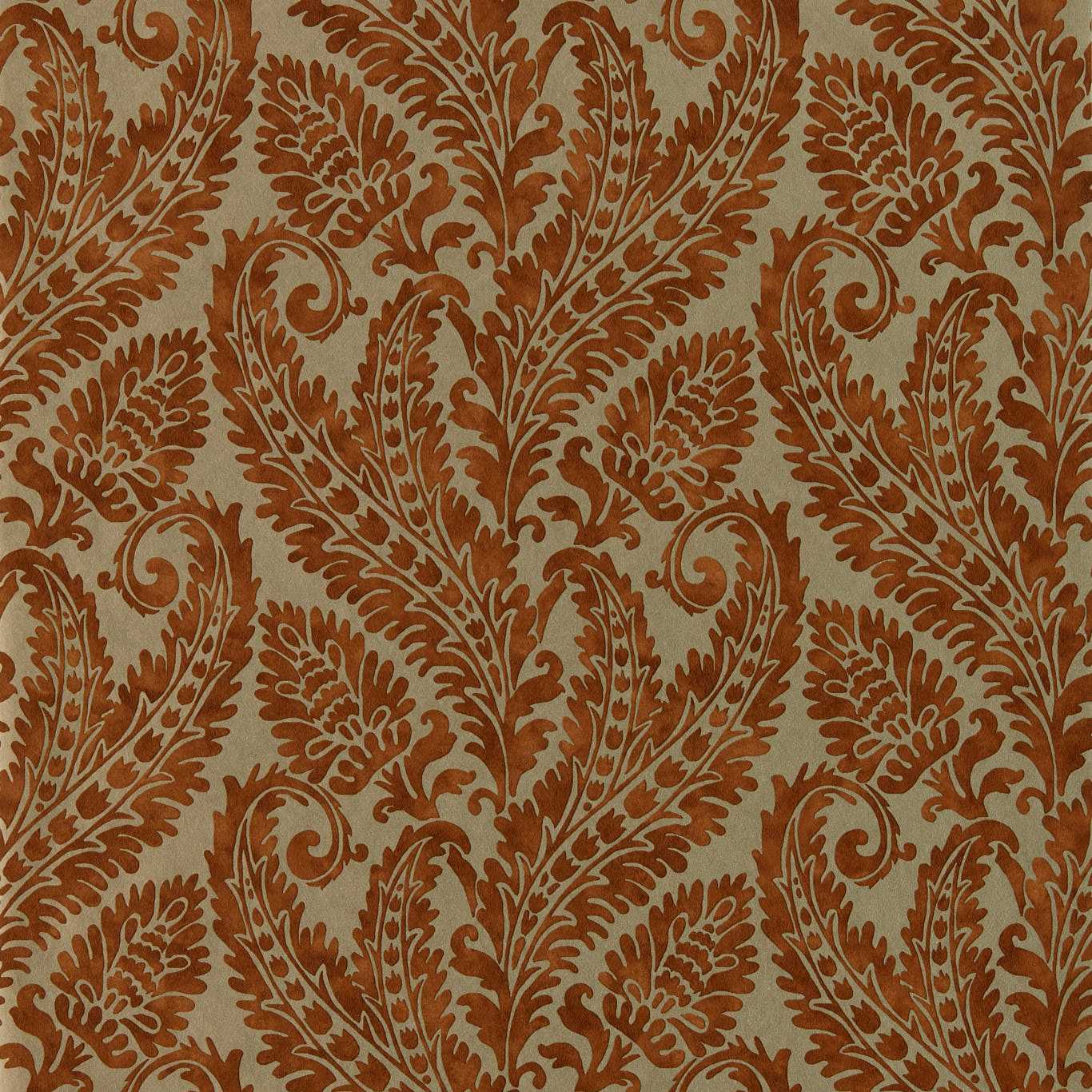 W0161/04 - Regale Wallpaper - Russet/Gilver - Clarke & Clarke