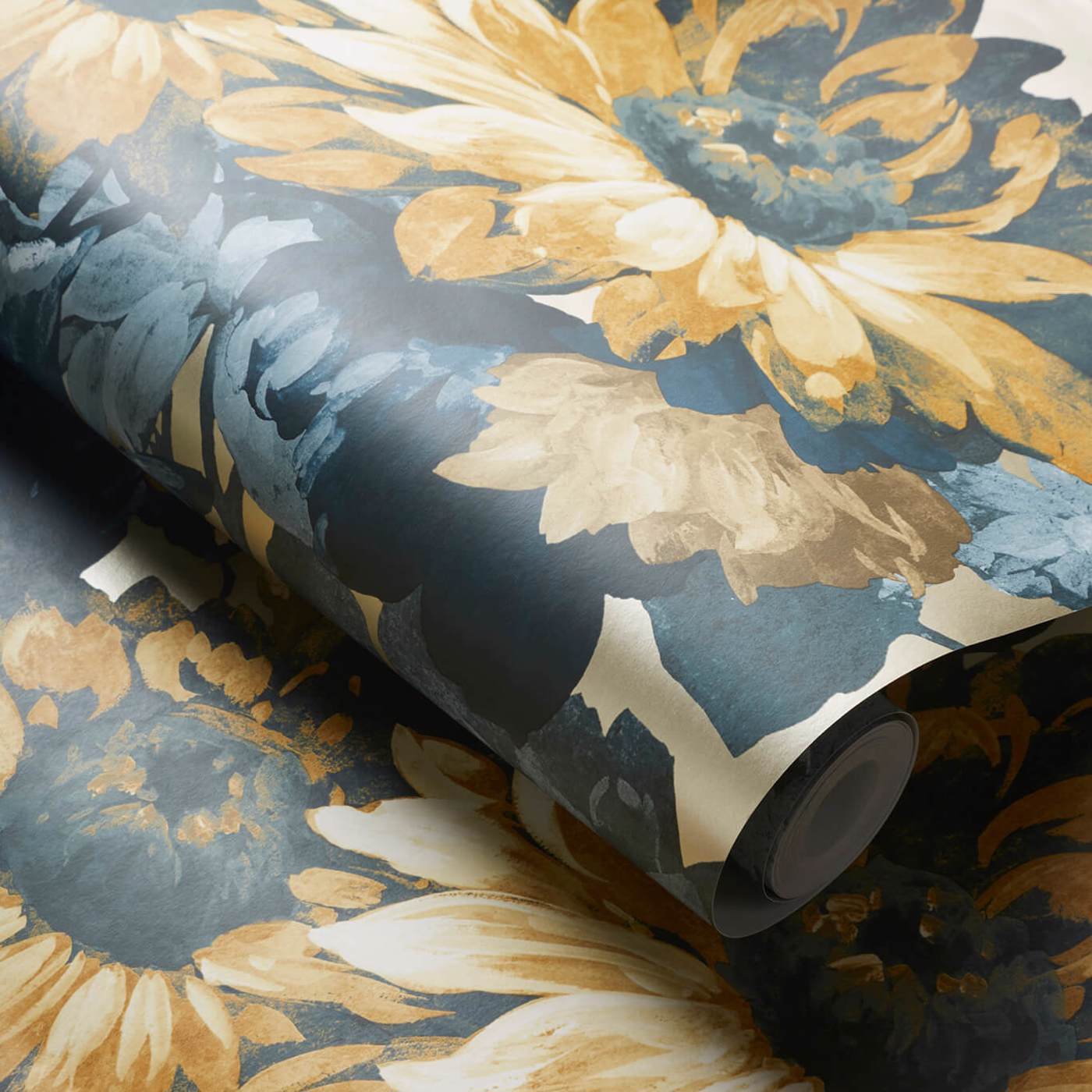 W0162/02 - Sunforest Wallpaper - Gilver/Denim - Clarke & Clarke