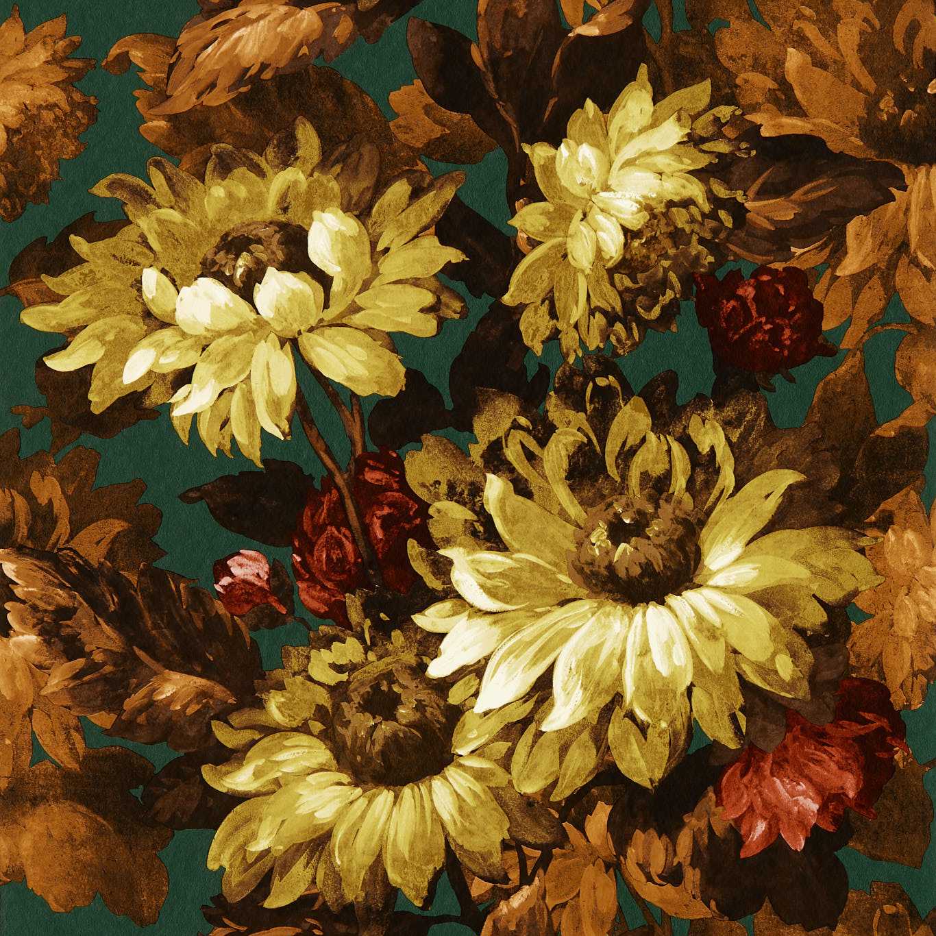 W0162/04 - Sunforest Wallpaper - Sage/Russet - Clarke & Clarke