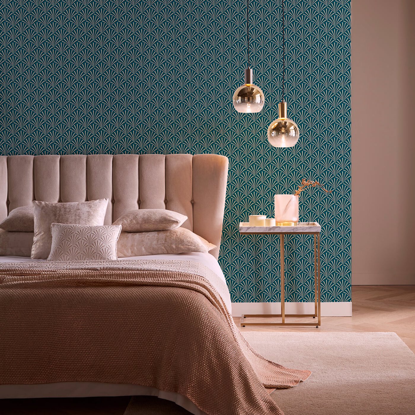 W0164/04 - Chrysler Wallpaper - Teal - Clarke & Clarke