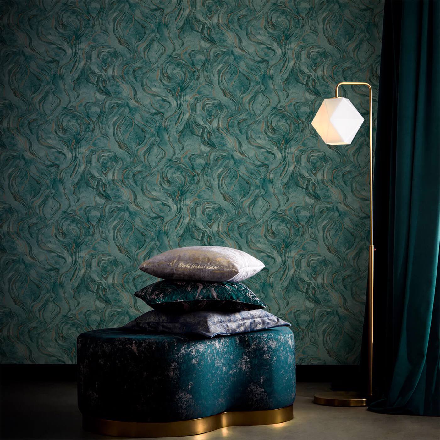 W0168/04 - Lavico Wallpaper - Teal - Clarke & Clarke